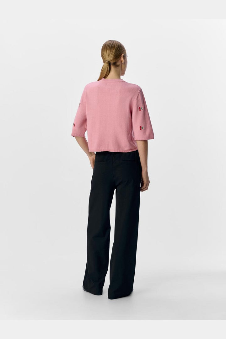 Object - Objthess 3/4 Sleeve Cardigan - 4782513 Rose Elegance Cherry Embroidery