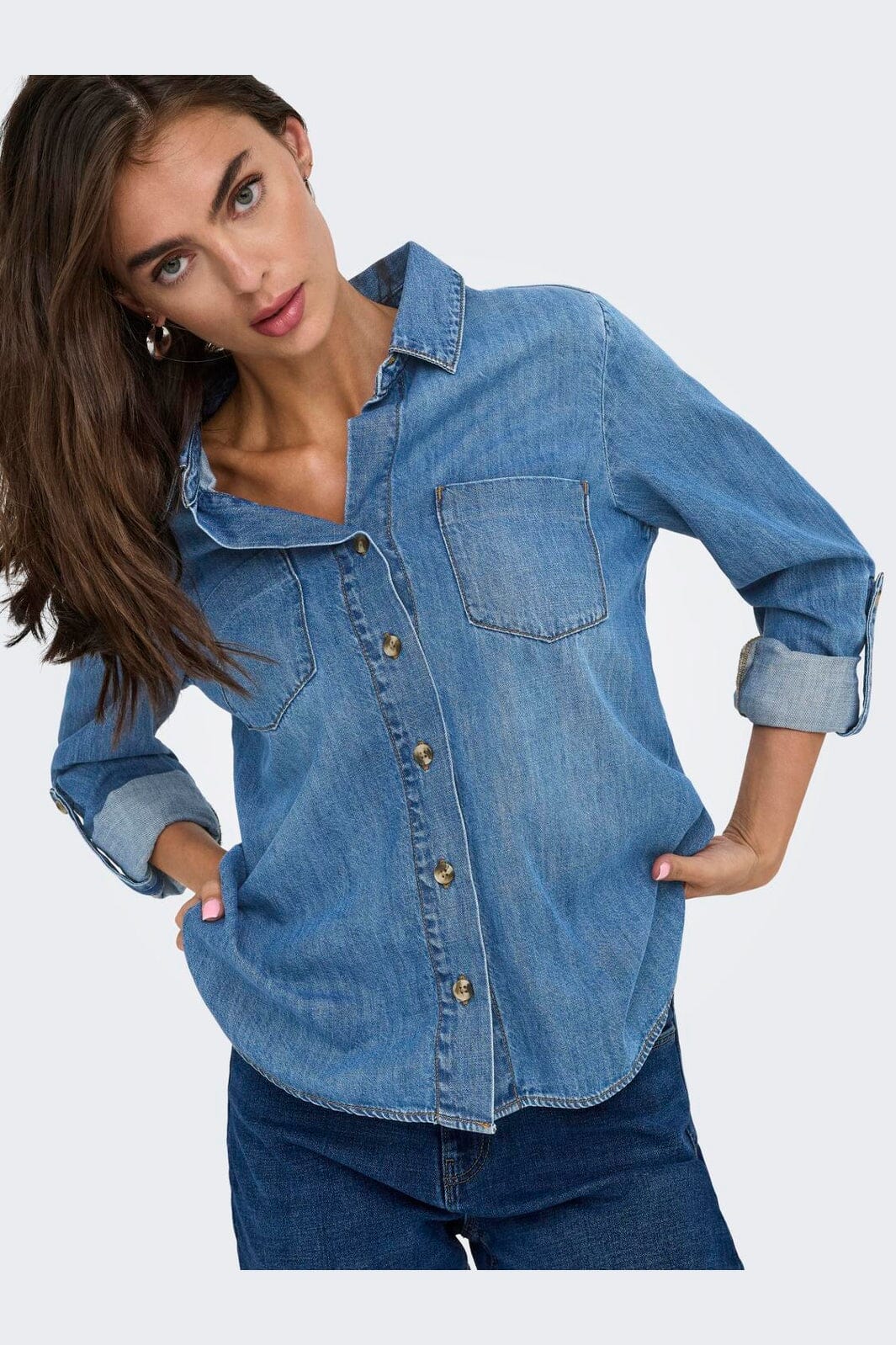 Only - Asmin Shirt L/S Akm - 4888010 Medium Blue Denim