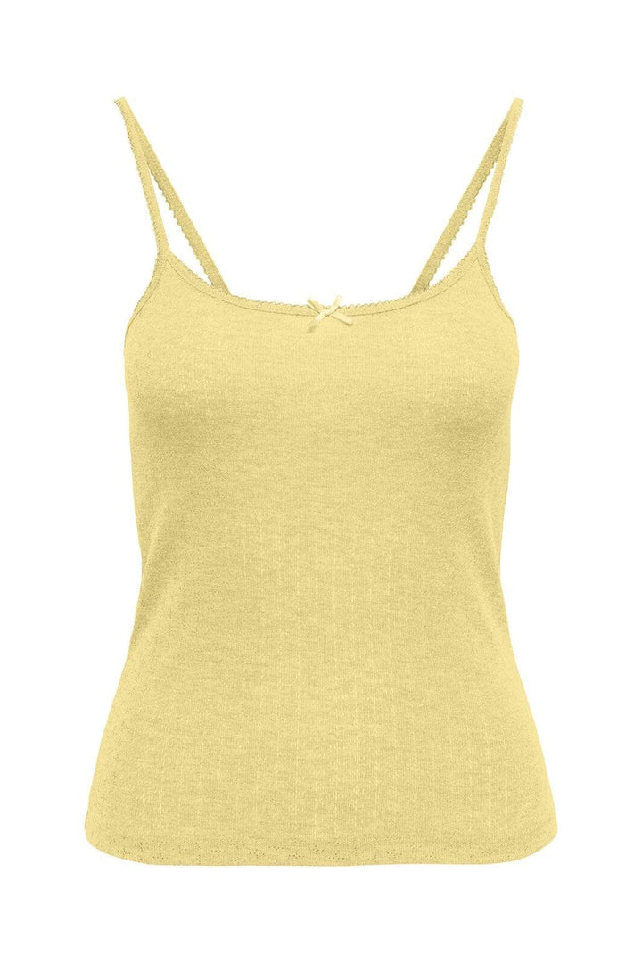 Only - Onl Kalli S/L Bow Rib Top - 4941121 Lemon Meringue Lemon Meringue Bow+Binding