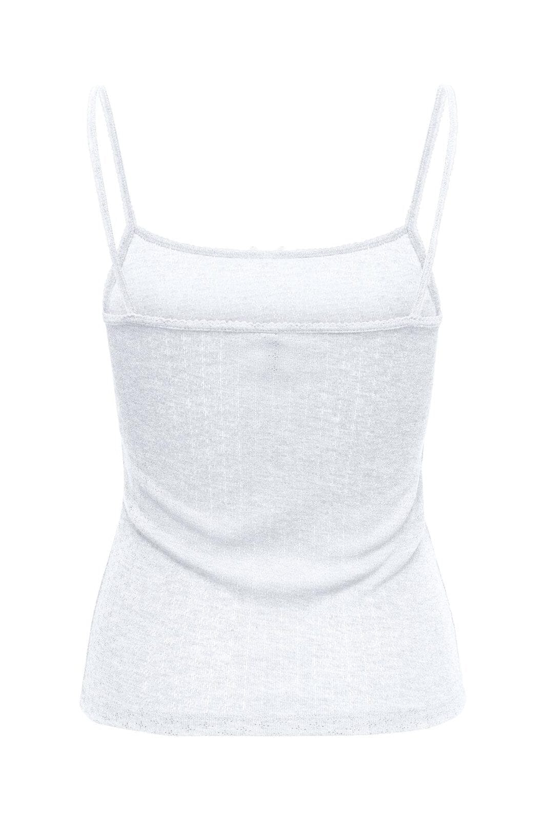 Only - Onl Kalli S/L Bow Rib Top - 4941122 Bright White Bright White Bow+Binding