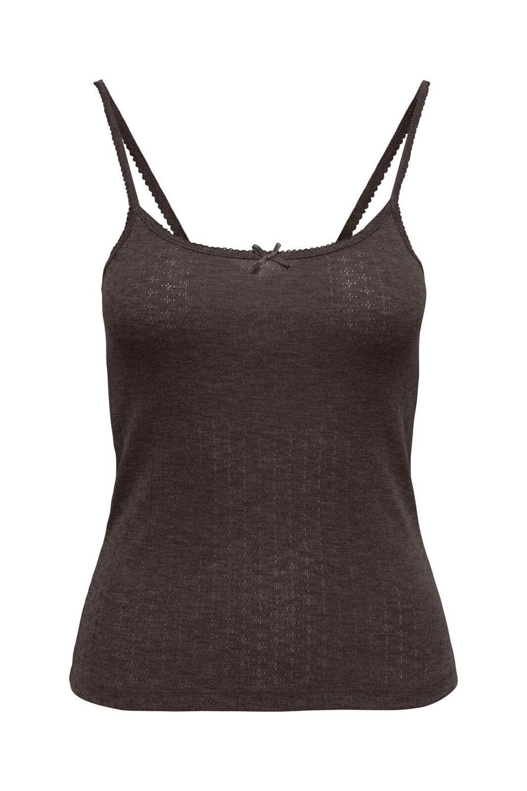 Only - Onl Kalli S/L Bow Rib Top - 4941125 Coffee Bean Coffee Bean Bow+Binding