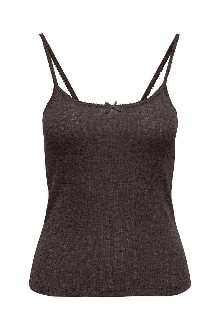 Only - Onl Kalli S/L Bow Rib Top - 4941125 Coffee Bean Coffee Bean Bow+Binding
