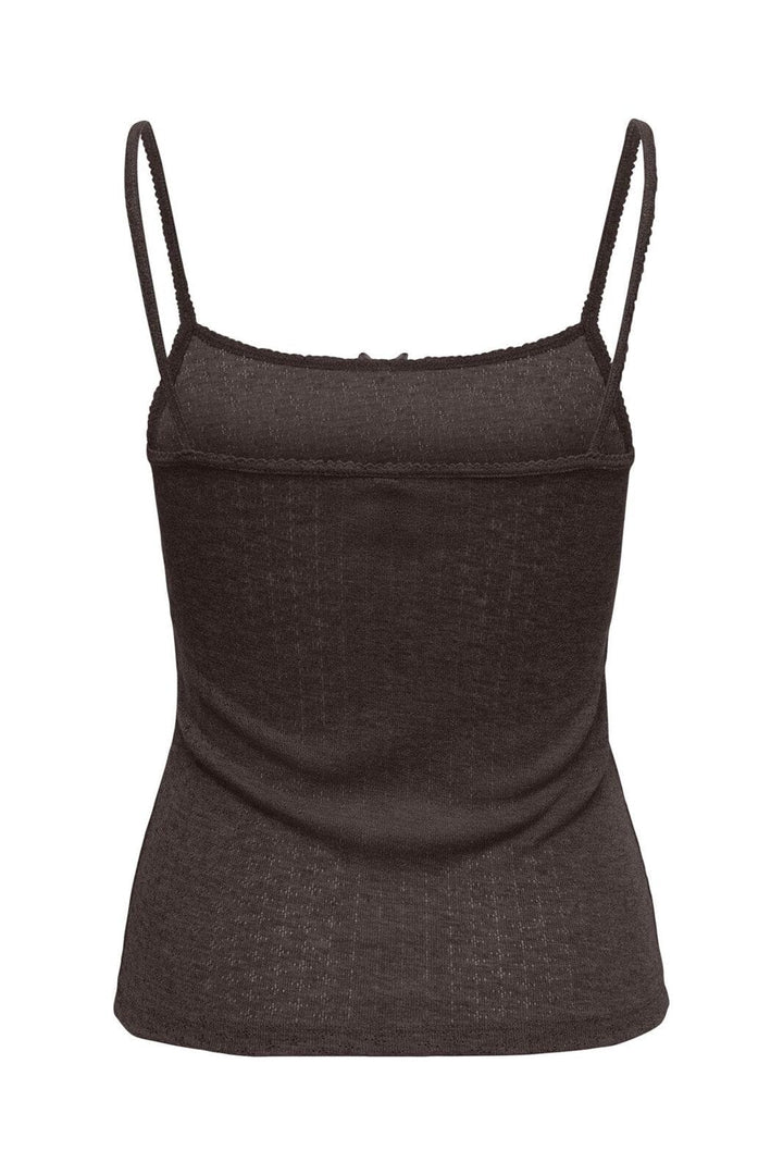 Only - Onl Kalli S/L Bow Rib Top - 4941125 Coffee Bean Coffee Bean Bow+Binding