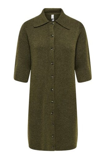 Only - Onlalivia 2/4 Collar Dress Knt - 5119240 Beech Dtm Button/Melange Kjoler 