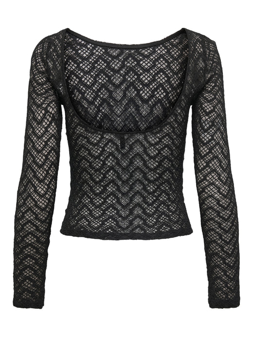 Only - Onlangila L/S Deep Back Top Box - 4877602 Black Bluser 