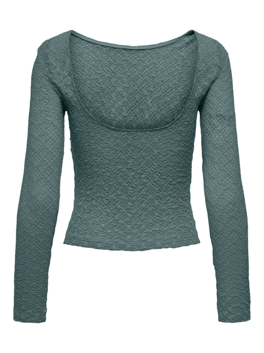 Only - Onlangila L/S Deep Back Top Box - 4928821 Balsam Green Bluser 