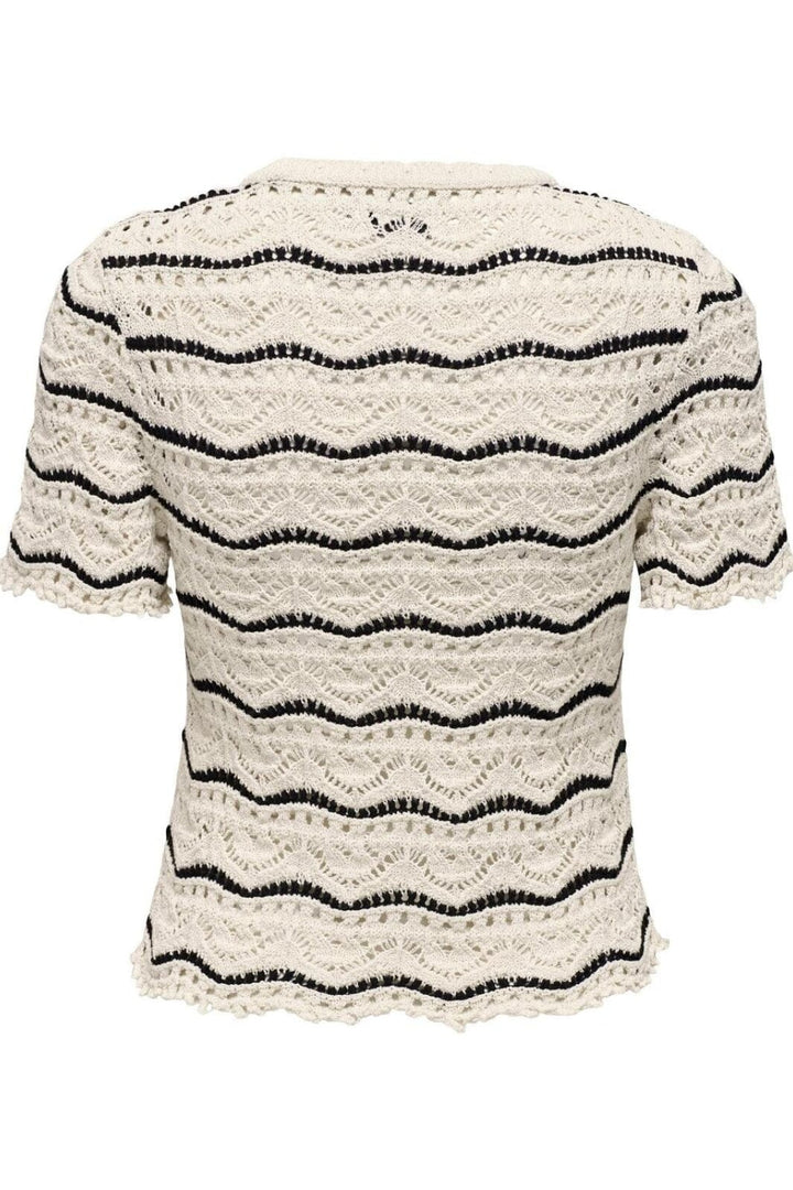 Only - Onlannasofia Life Ss Stripe O-Neck Knt 15318123 - 4453942 - Birch Black