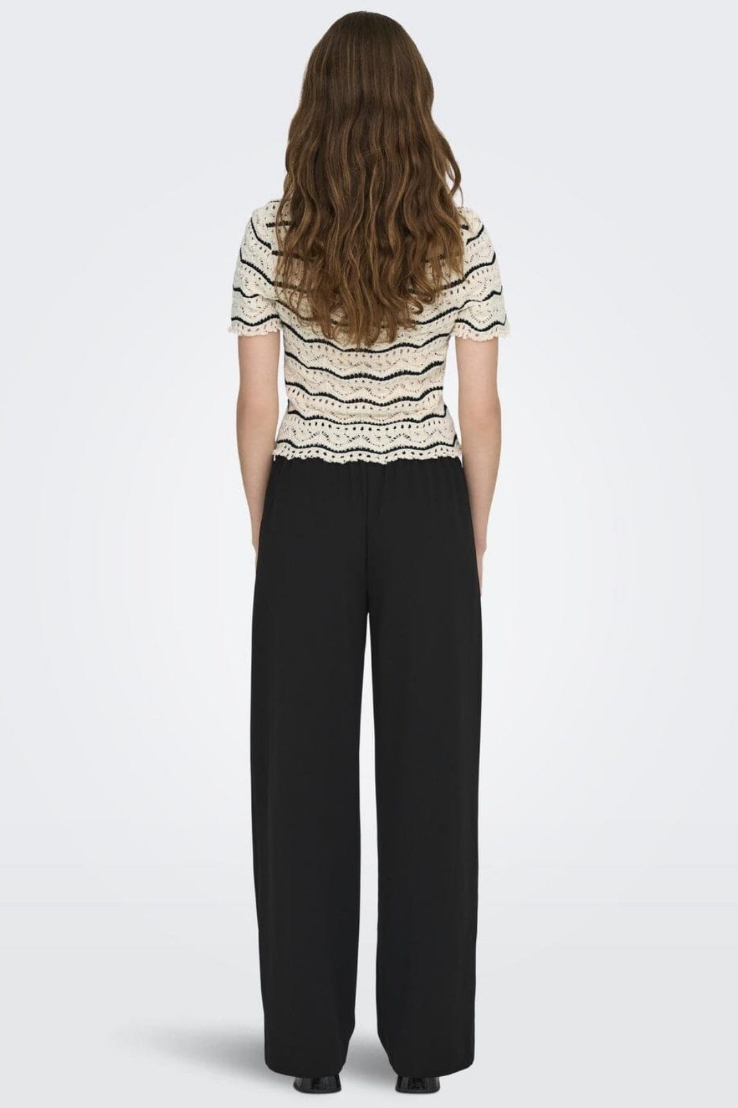 Only - Onlannasofia Life Ss Stripe O-Neck Knt 15318123 - 4453942 - Birch Black