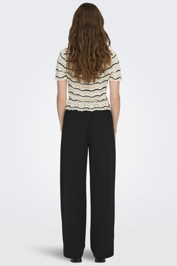 Only - Onlannasofia Life Ss Stripe O-Neck Knt 15318123 - 4453942 - Birch Black