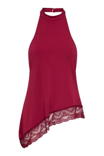 Only - Onlaria S/L Halterneck Lace Top - 5171061 Rumba Red Toppe 