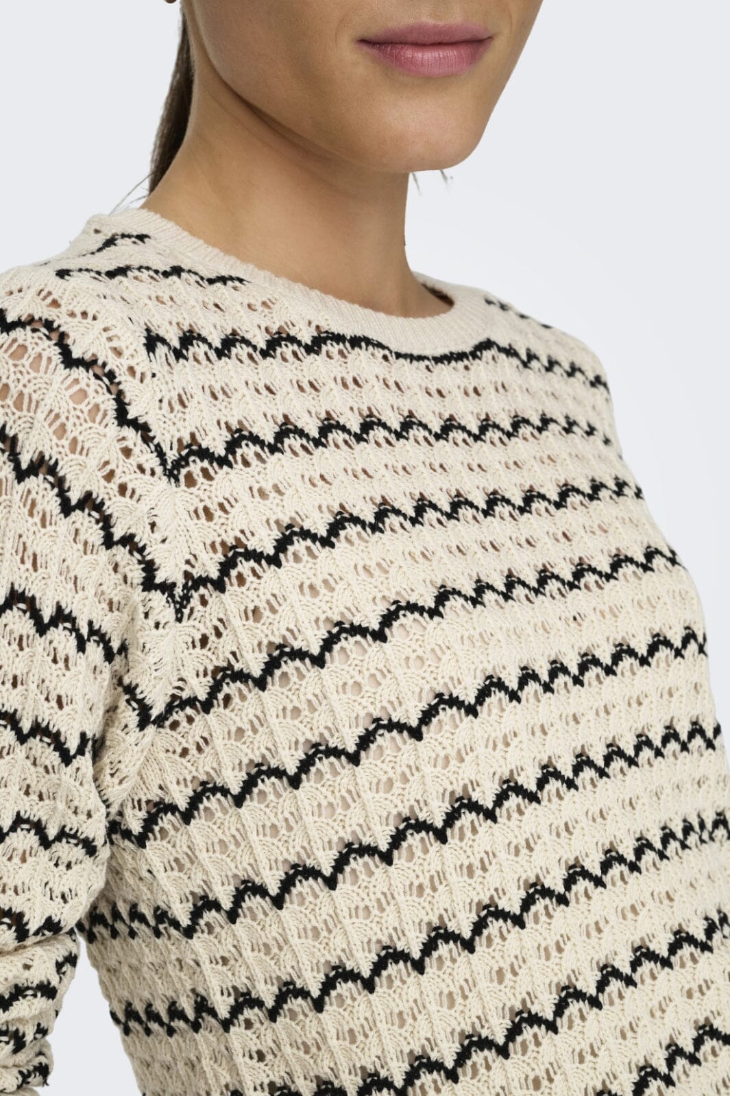 Only - Onlasa Ls Structure O-Neck Knt - 4509145 Birch Black