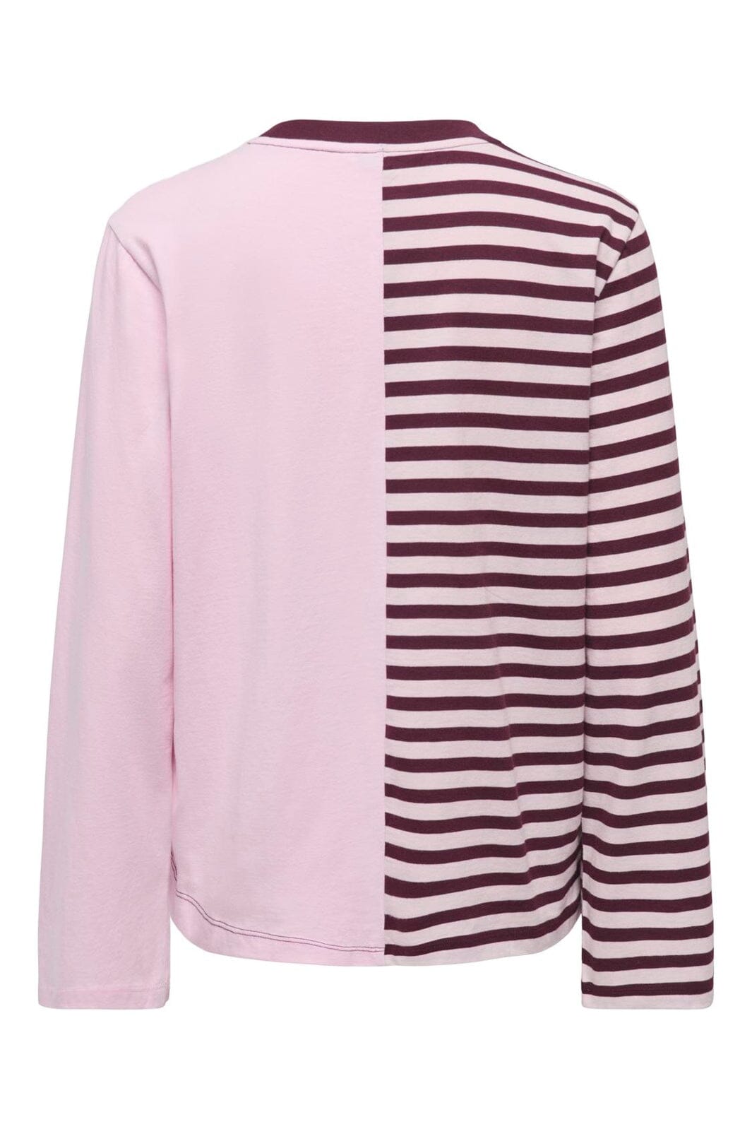 Only - Onlava L/S Half Striped T-Shirt - 5273743 Chalk Pink Windsor Wine Stripes/ Cd Text