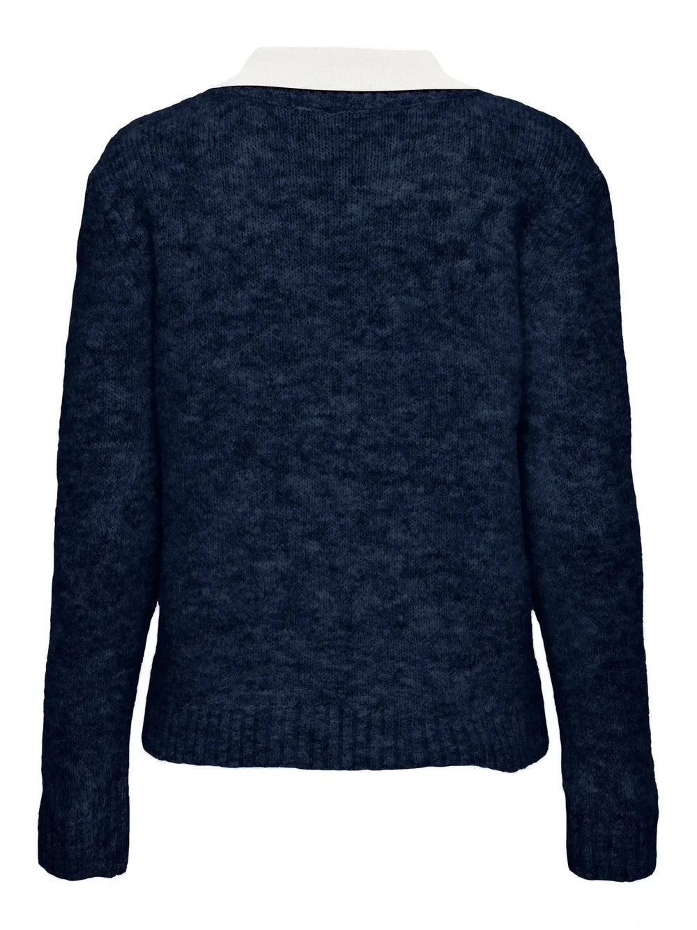 Only - Onlazu Ls Polo Neck Knt - 4959032 Navy Blazer Melange/Cloud Dancer Strikbluser 