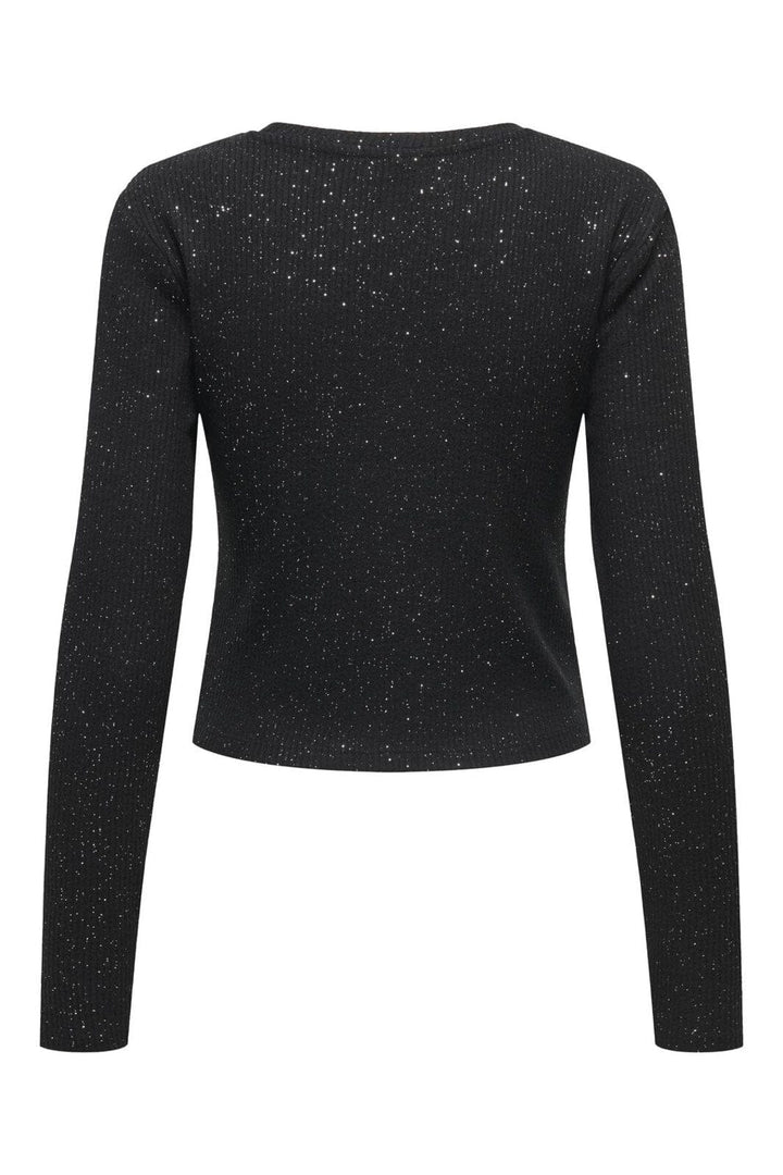 Only - Onlbarbara L/S Glitter Twist Top - 4908224 Black Silver Glitter