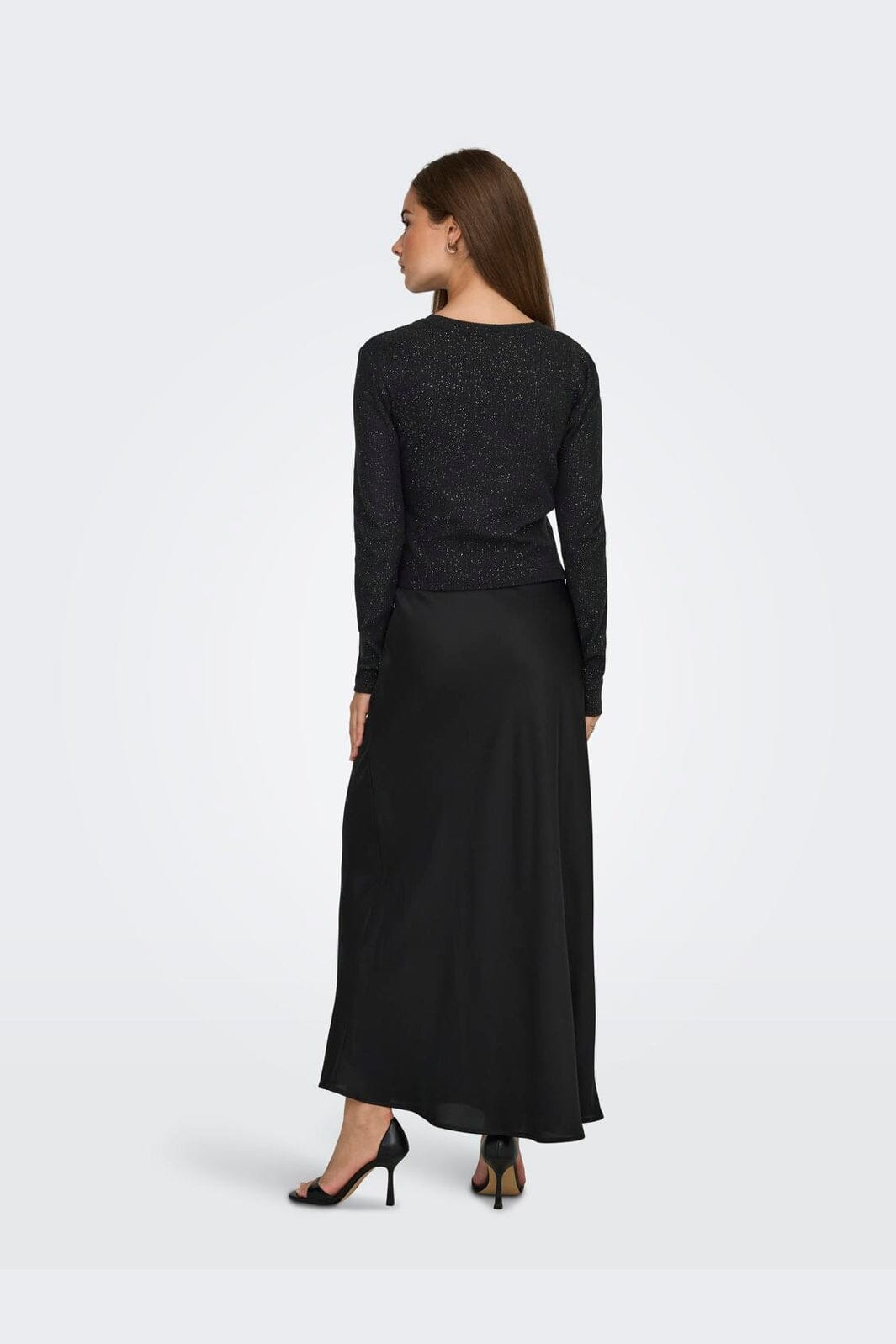 Only - Onlbarbara L/S Glitter Twist Top - 4908224 Black Silver Glitter