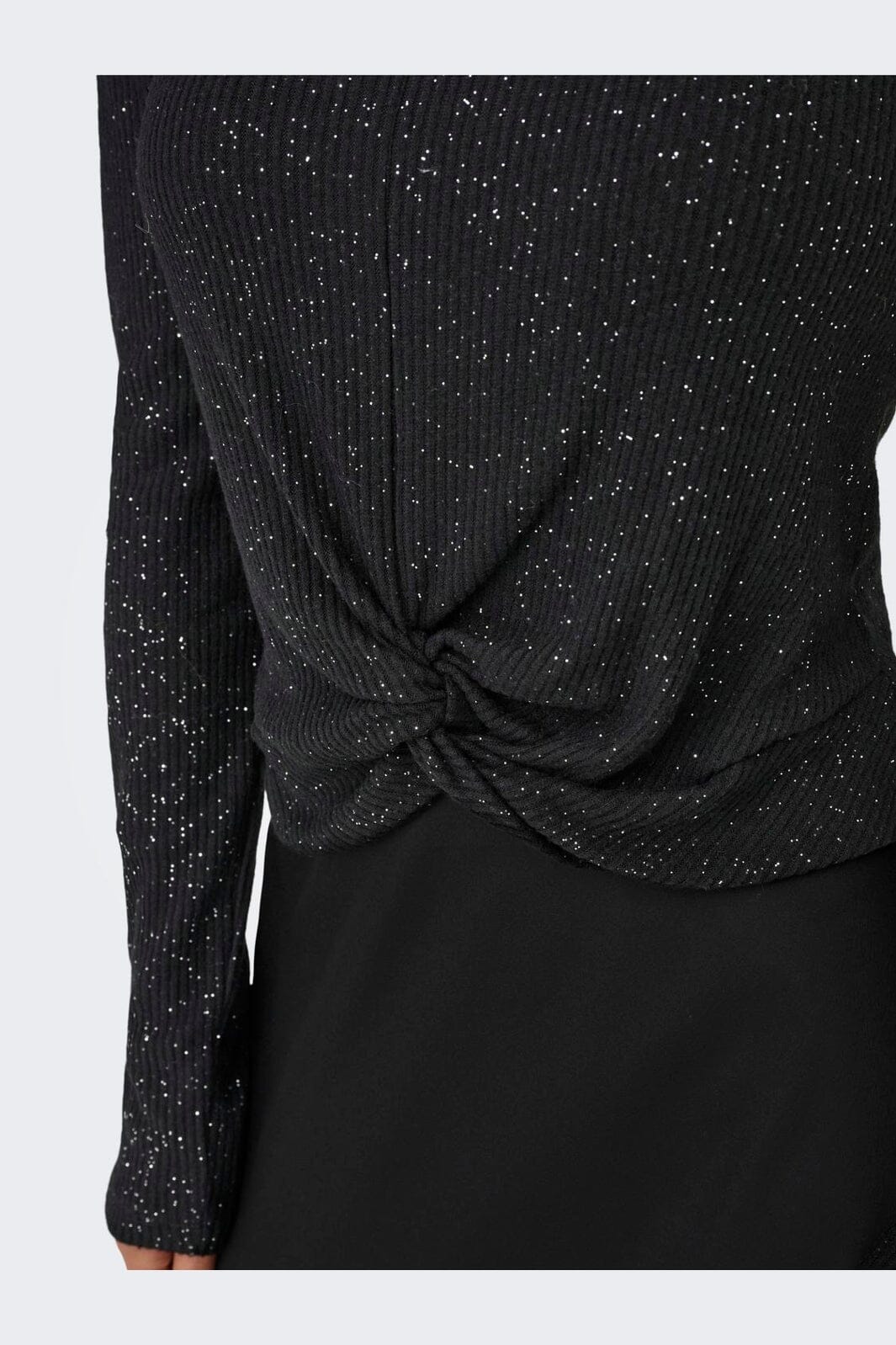 Only - Onlbarbara L/S Glitter Twist Top - 4908224 Black Silver Glitter