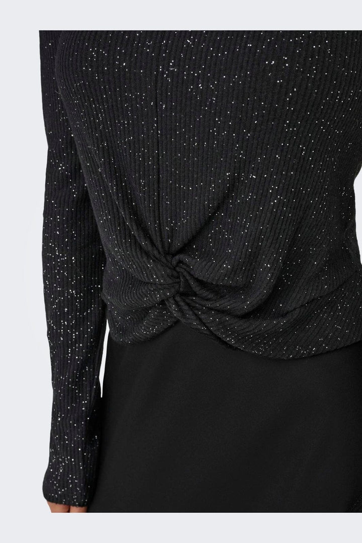 Only - Onlbarbara L/S Glitter Twist Top - 4908224 Black Silver Glitter