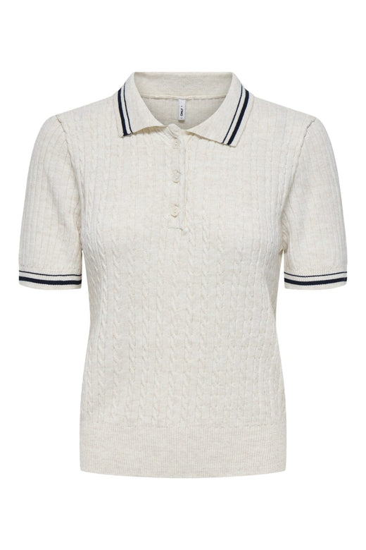 Only - Onlcanton Ss Polo Pull Knt - 4931897 Black Birch Melange/Fmop Button