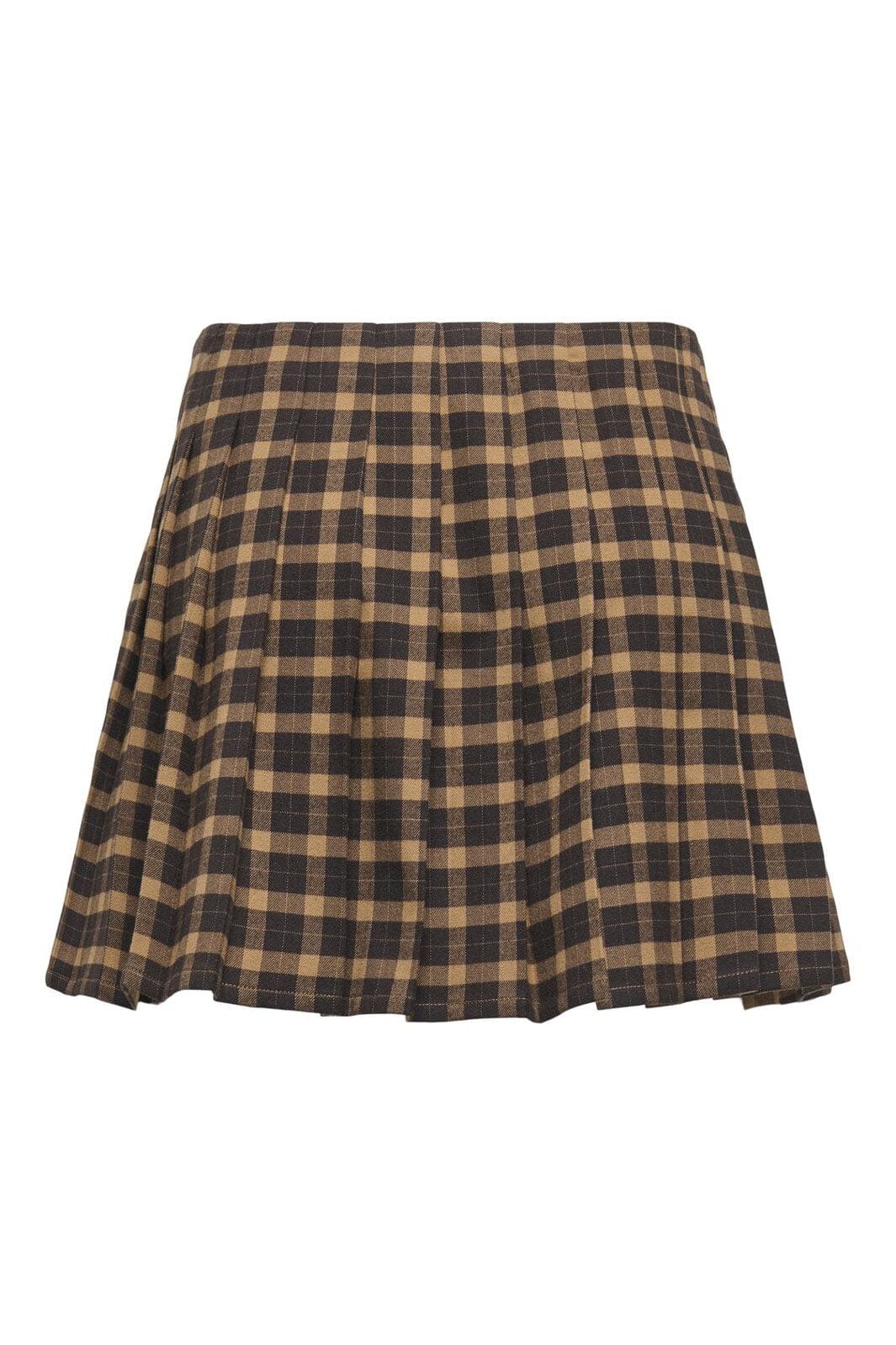 Only - Onlcat Life Plisse Check Skirt - 4859333 Chipmunk Black Coffee