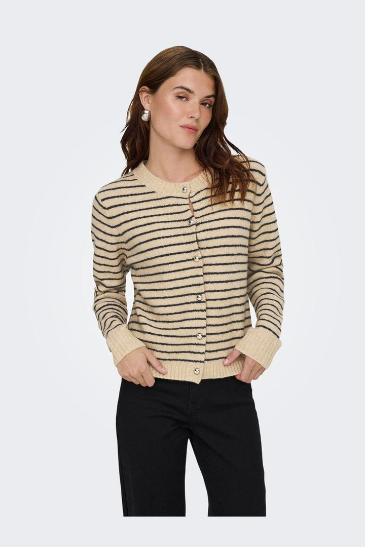 Only - Onlchester Life Ls Stripe Cardi Cc Knt - 4917596 Humus Niht Sky/Mel/Silver Button