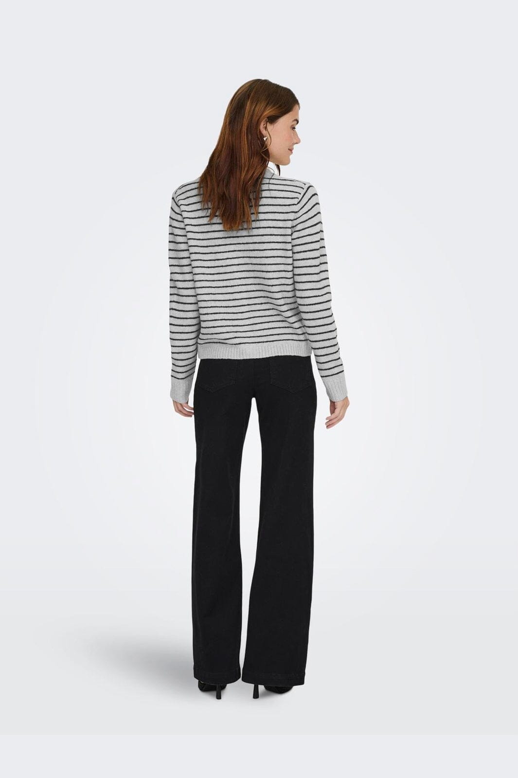 Only - Onlchester Life Ls Stripe Cardi Cc Knt - 4959097 Light Grey Melange Black/Silver Button