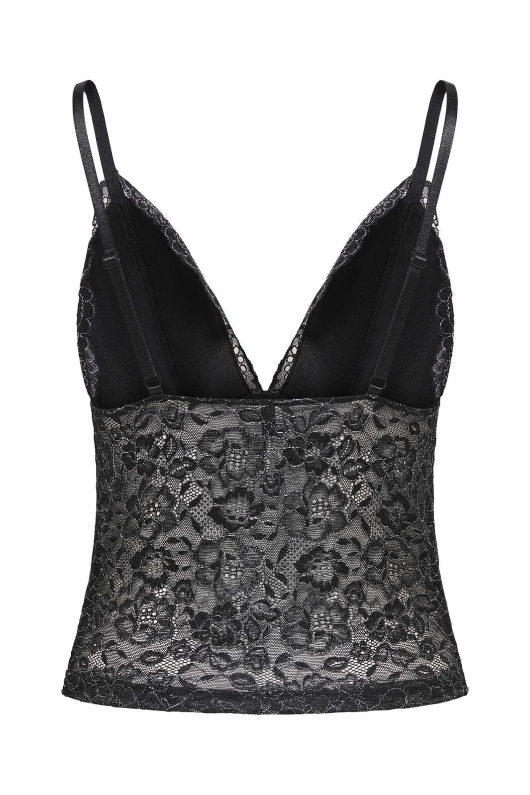 Only - Onlchloe Lace Glitter Singlet Top Acc - 4863309 Black Silver-Lurex