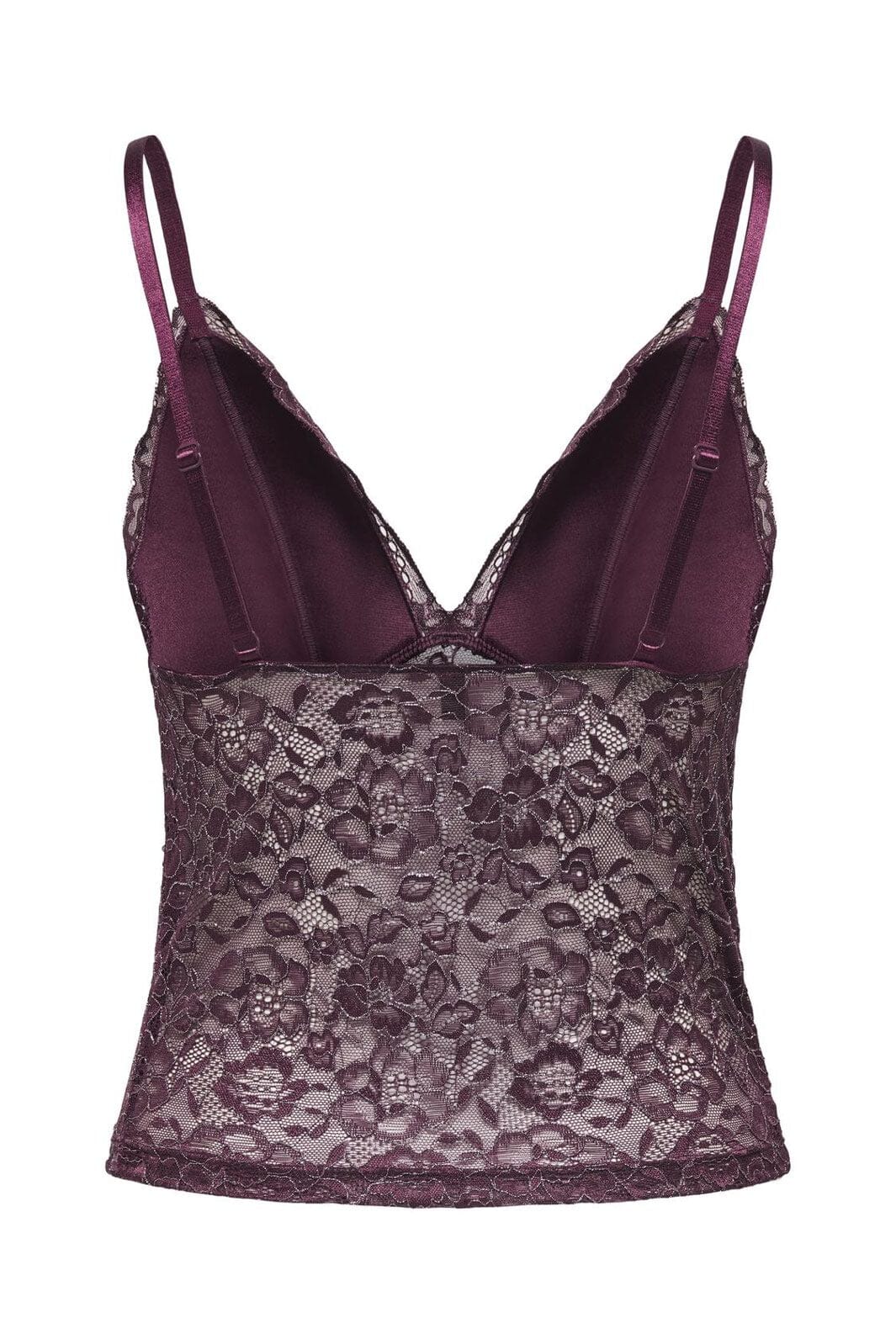 Only - Onlchloe Lace Glitter Singlet Top Acc - 4863310 Winetasting Silver-Lurex