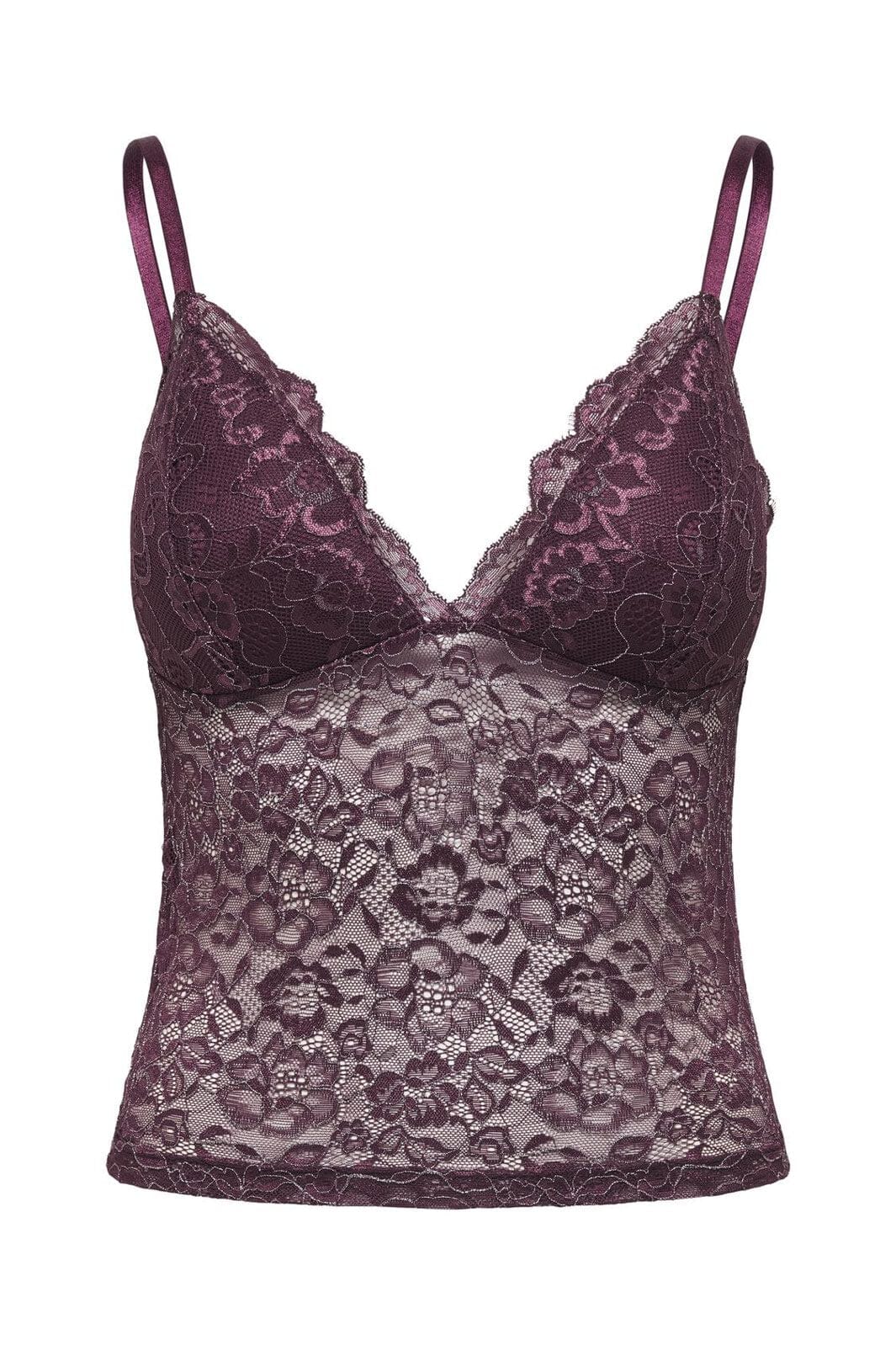 Only - Onlchloe Lace Glitter Singlet Top Acc - 4863310 Winetasting Silver-Lurex