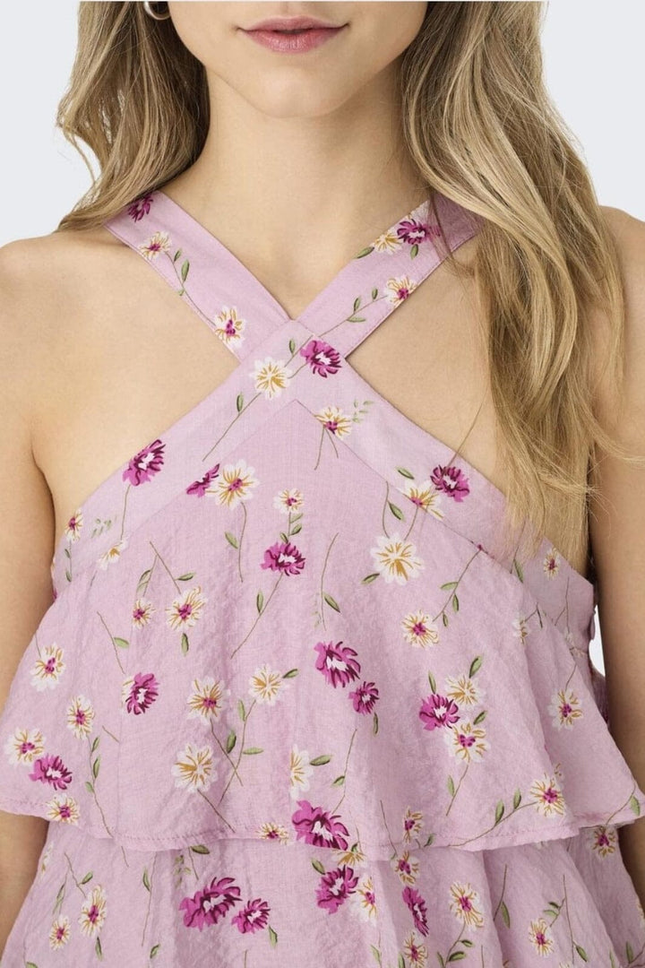 Only - Onlcinderella S/L Layered Dress - 4776579 Orchid Pink Wauw Flower
