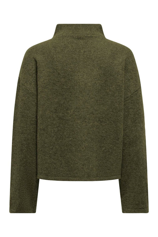 Only - Onlclara Ls Half Zip Knt - 5137517 Burnt Olive Melange/Silver Zip