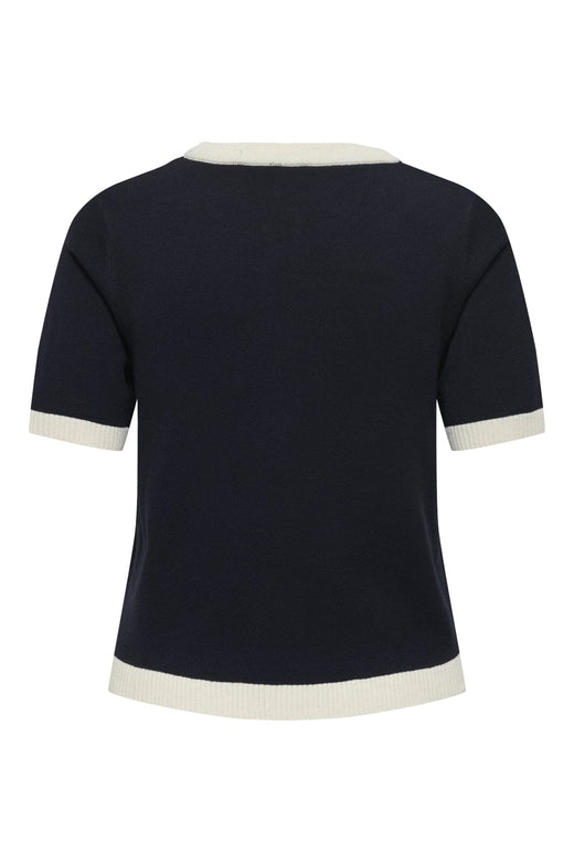 Only - Onlcoco Life Ss Button Cardigan Cc Knt - 4772414 Night Sky Birch Contrast