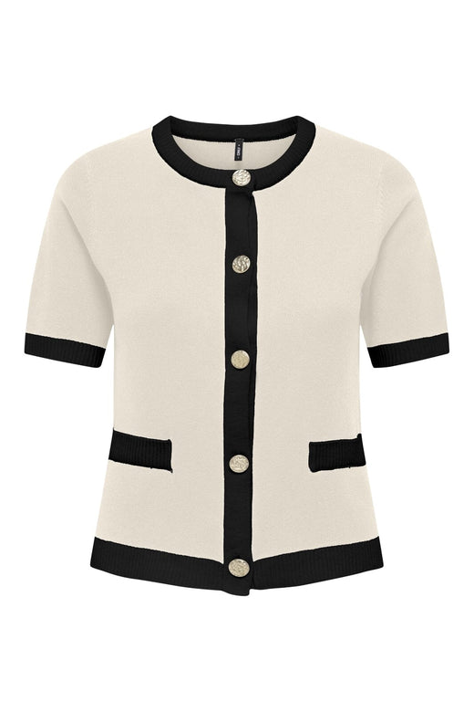 Only - Onlcoco Life Ss Button Cardigan Cc Knt - 4852782 Birch Black Contrast