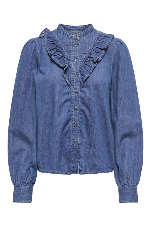 Only - Onldasha-Sevigny L/S Frill Shirt Akm - 4803471 Medium Blue Denim
