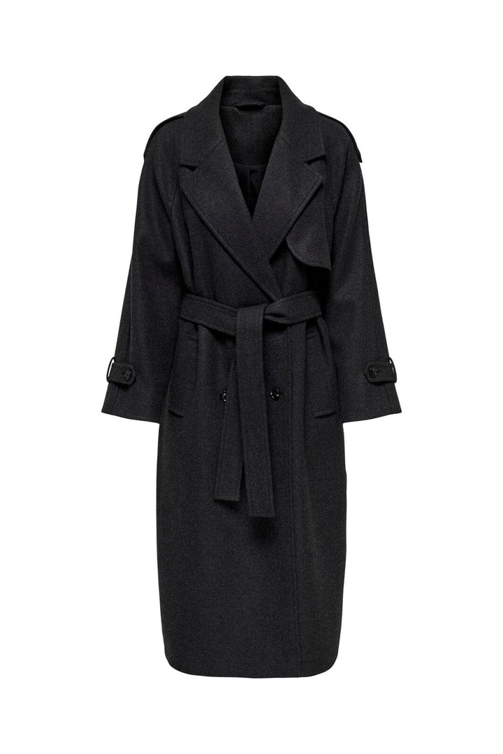 Only - Onldear-Trillion Long Belt Coat - 4732311 Dark Grey Melange