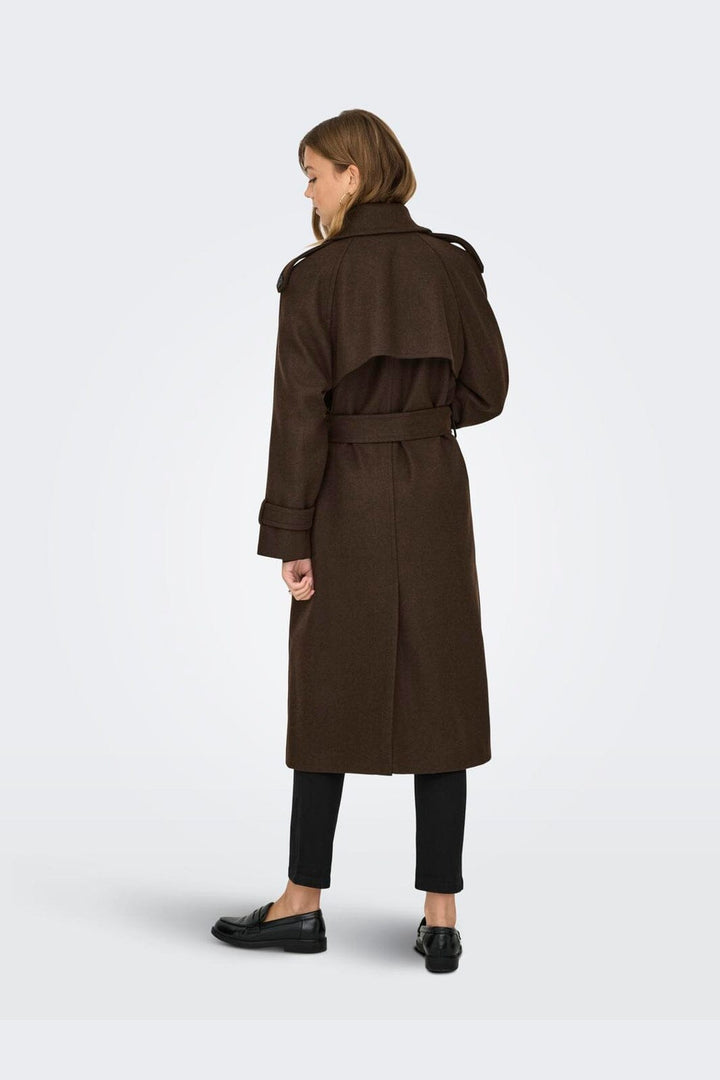 Only - Onldear-Trillion Long Belt Coat - 4961034 Chocolate Brown Melange