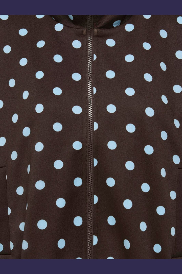 Only - Onldotier Zip Jacket - 5265253 Coffee Bean Cashmer Blue Dots + Panels