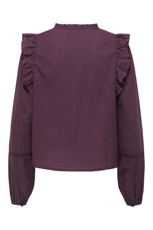 Only - Onledda Life Ls Frill V-Neck Top - 4828555 Mauve Wine
