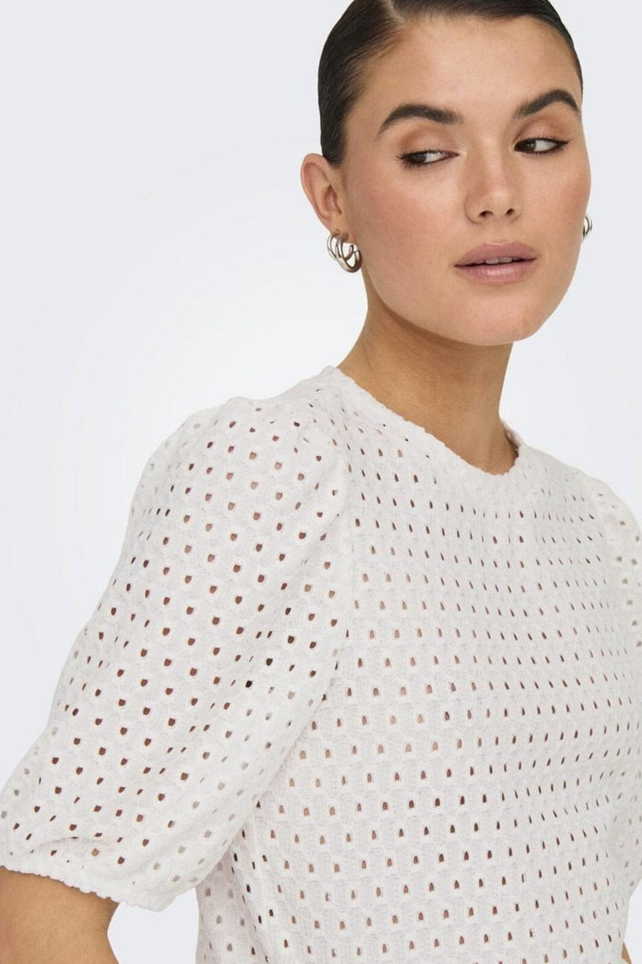 Only - Onlelisa S/S O-Neck Top Box - 4738419 Cloud Dancer