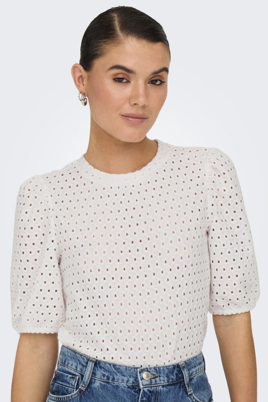 Only - Onlelisa S/S O-Neck Top Box - 4738419 Cloud Dancer