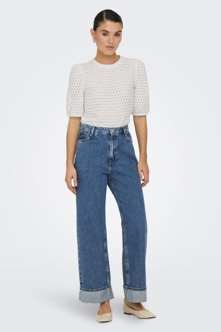 Only - Onlelisa S/S O-Neck Top Box - 4738419 Cloud Dancer