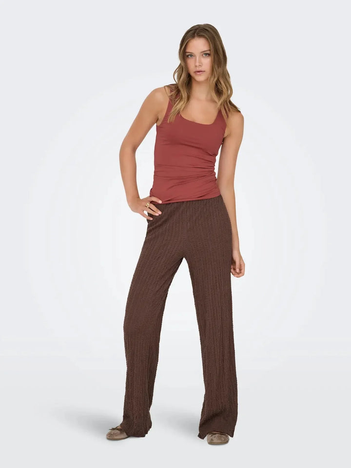 Only - Onlella Wide Pant - 4952854 Chocolate Martini Bukser 