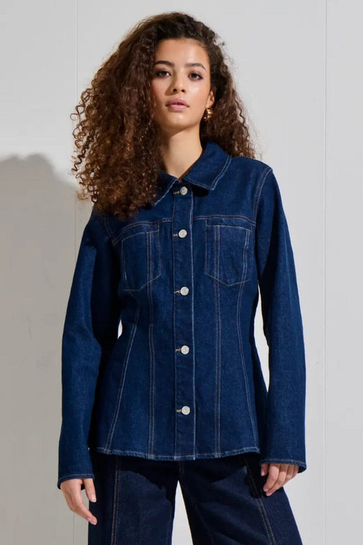 Only - Onlelle L/S Fitted Jkt Gua - 4827007 Dark Blue Denim Rinse