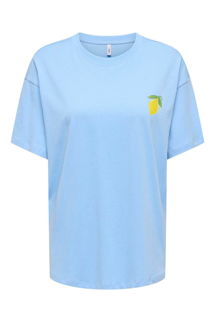 Only - Onlelle S/S Printed Tee - 5005417 Placid Blue Lemoncello (Prism Pink)
