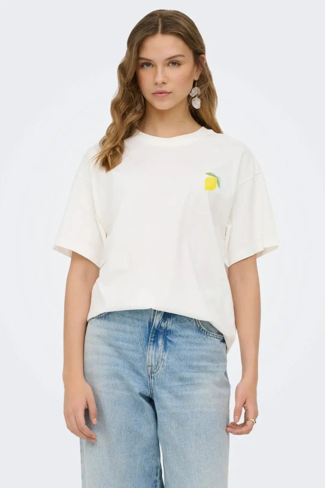 Only - Onlelle S/S Printed Tee - 5005419 Cloud Dancer Lemoncello (Prism Pink) T-shirts 