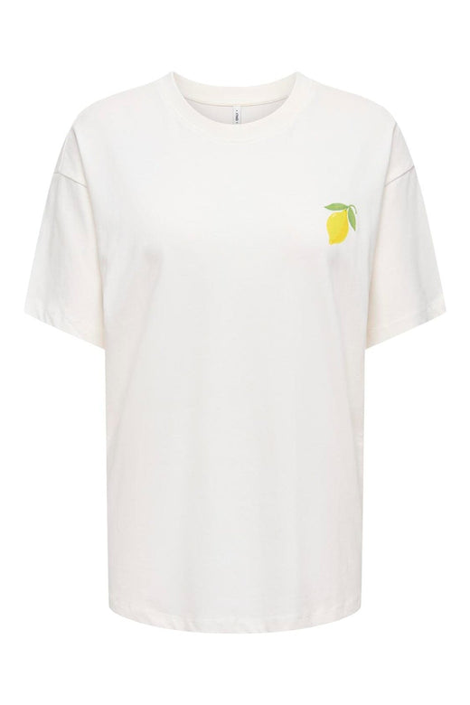 Only - Onlelle S/S Printed Tee - 5005419 Cloud Dancer Lemoncello (Prism Pink)