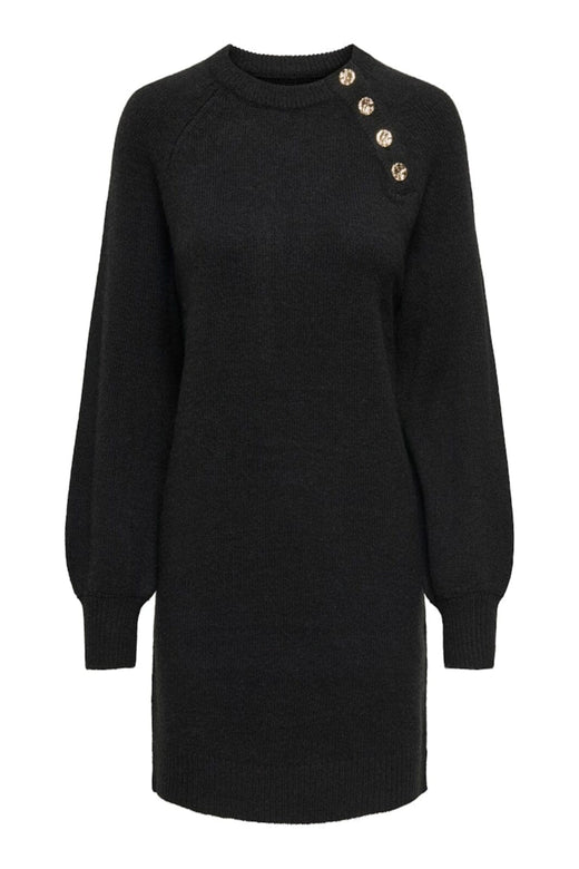 Only - Onlemma Life Ls Button Onec Dress Cc Knt - 4853473 Black Gold Button Kjoler 