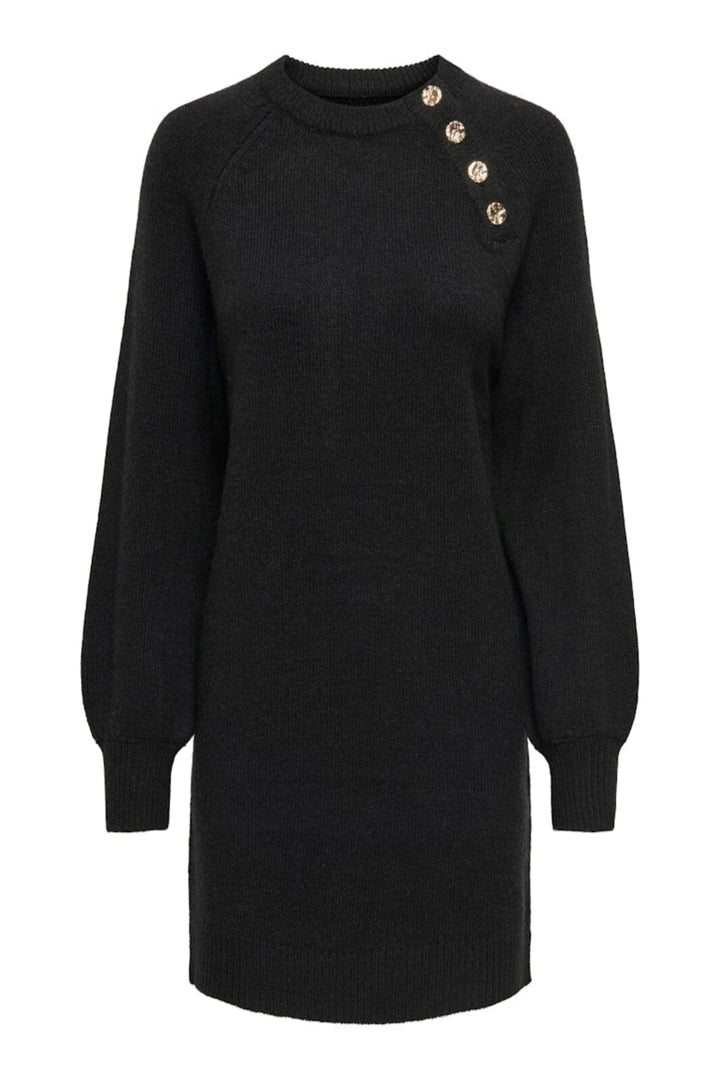 Only - Onlemma Life Ls Button Onec Dress Cc Knt - 4853473 Black Gold Button Kjoler 