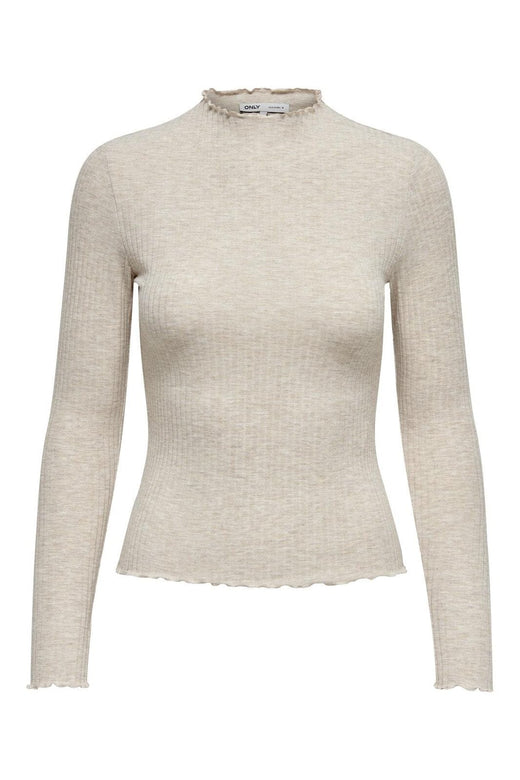 Only - Onlemma L/S High Neck Top - 3996013 Pumice Stone Melange