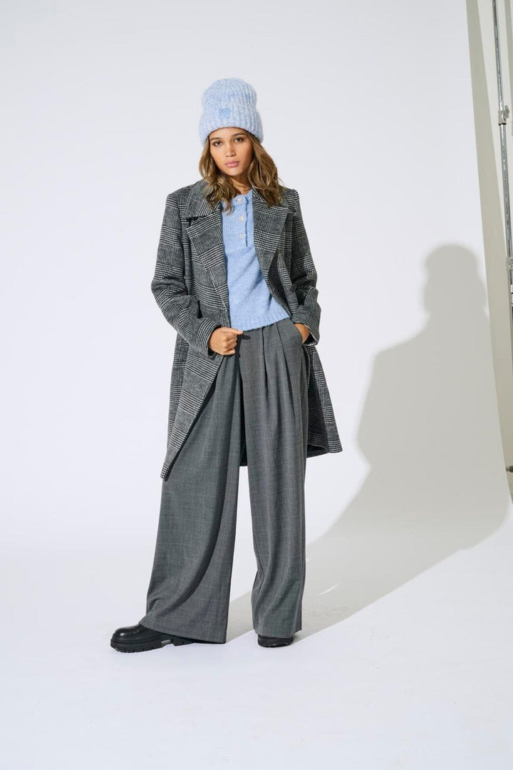 Only - Onlenia X-Wide Check Pant Cc Tlr - 5045078 Dark Grey Melange