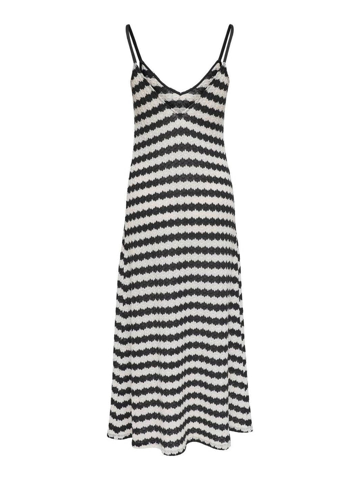 Only - Onlevara Life S/L Stripe Dress - 4855529 Black Cloud Dancer
